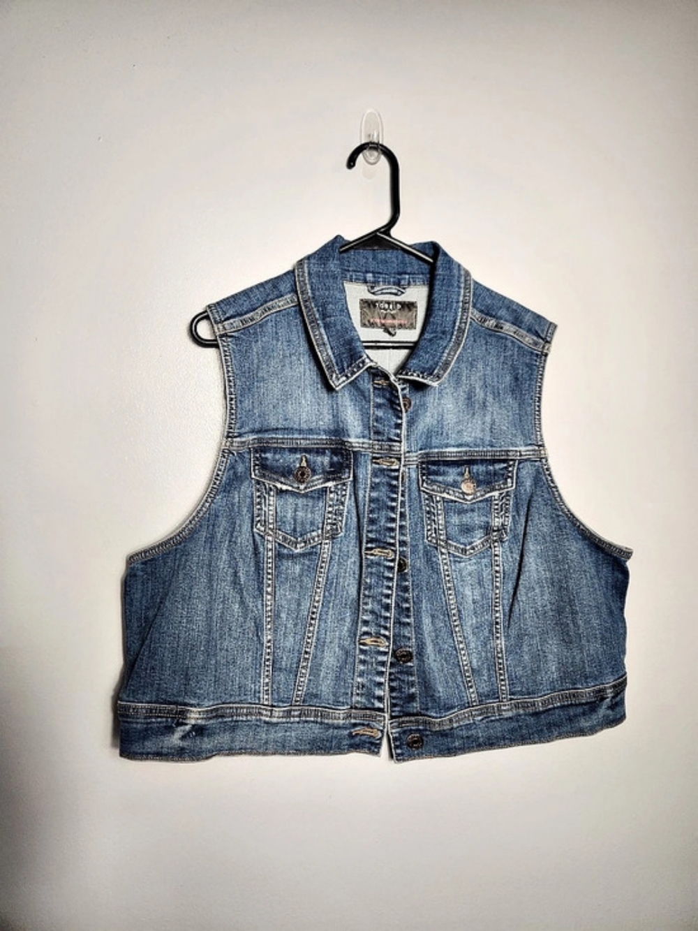 Torrid Denim Vest Medium Wash Button Front Stretch Jean Vest Torrid Size 3